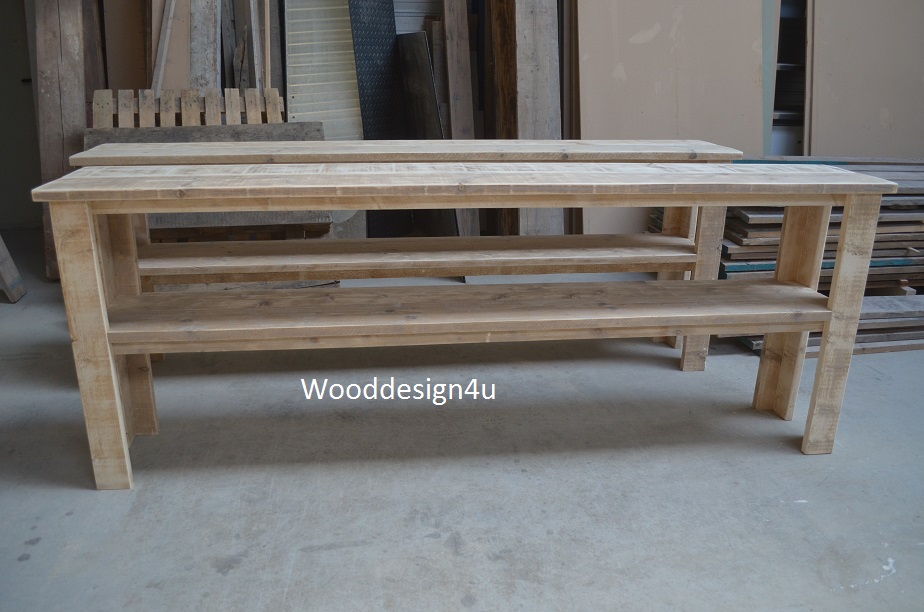 sidetable lang Wooddesign4u gespecialiseerd in massief houten meubelen.